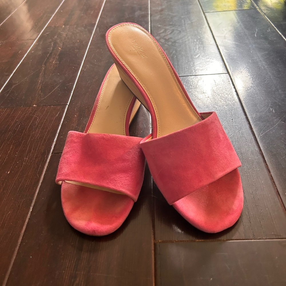 Pink suede heels
